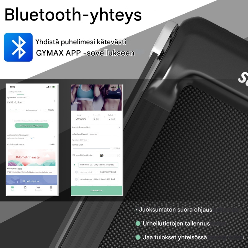Taitettava juoksumatto kotiin bluetoothilla ja LED-näytöllä hopea