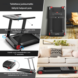 Taitettava punainen juoksumatto kotiin bluetooth-kaiuttimilla