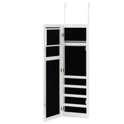 Valkoinen korukaappi peilillä ja LED-valaistuksella