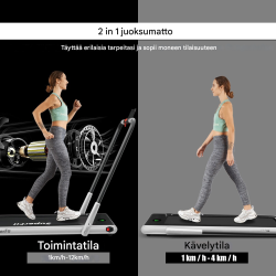 Säädettävä hopea juoksumatto Bluetoothilla ja taittotoiminnolla