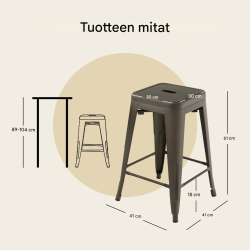 Neljän baarijakkaran setti, pinottava, harmaa-musta, 150 kg kantavuus