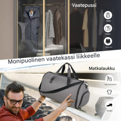Käsimatkatavaralaukku tummanharmaa 2-in-1 vaatepussi ja kenkälokero