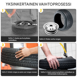 3-osainen keltainen renkaanvaihtotyökalusarja teräsvannepidikkeellä