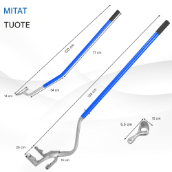 3-osainen sininen renkaanvaihtotyökalusarja teräsvannepidikkeellä