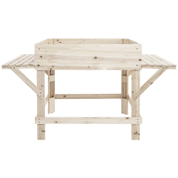 Korkea istutuslaatikko sivuhyllyillä, luonnollinen kuusipuu