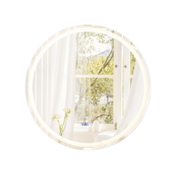 Pyöreä hopeinen LED-peili huurteenestolla ja säädettävällä valolla