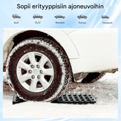 2 kpl renkaiden vetomatot musta hätätilanteisiin ja offroad-käyttöön