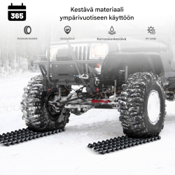 2 kpl renkaiden vetomatot musta hätätilanteisiin ja offroad-käyttöön