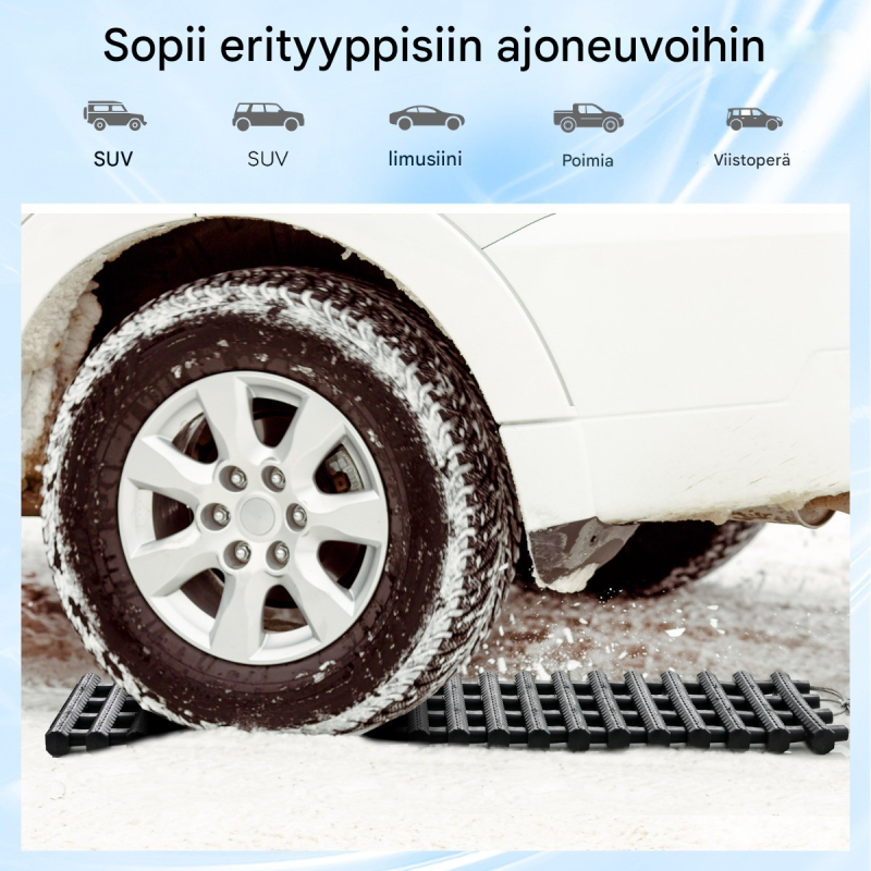 Renkaiden vetomattojen 2 kpl pakkaus, musta, hätätilanteisiin