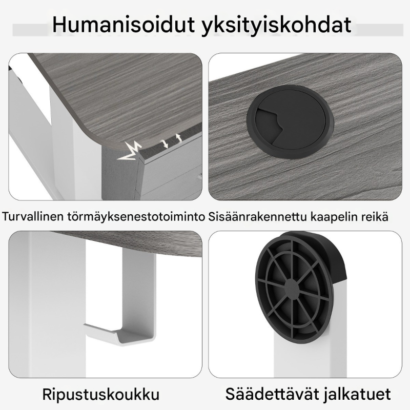 Sähköisesti säädettävä työpöytä 140x70 cm tummanharmaa