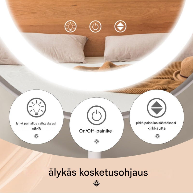 Kosmetiikkapeili 25 cm LED-valaistus valkoinen himmennettävä 3-värinen