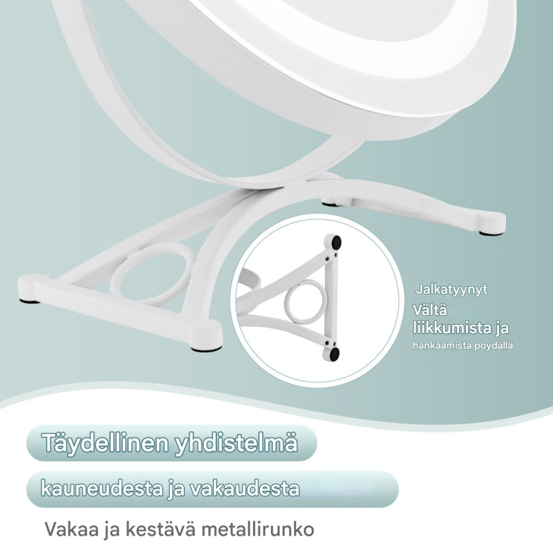 Valkoinen LED-kosmetiikkapeili säädettävällä valaistuksella ja muistitoiminnolla
