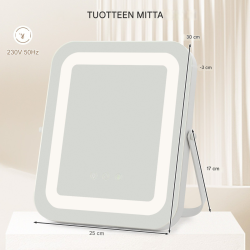 Valkoinen led-kosmetiikkapeili muistitoiminnolla ja kosketusohjauksella