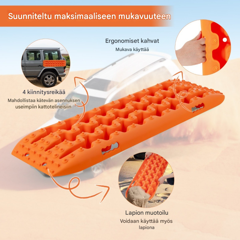 Oranssi offroad kitkamatto 2 kpl, hiekka/muta/lumi apuri