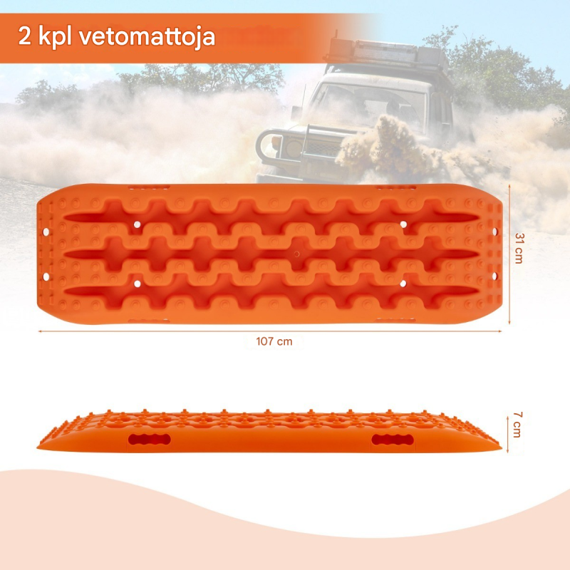 Oranssi offroad kitkamatto 2 kpl, hiekka/muta/lumi apuri