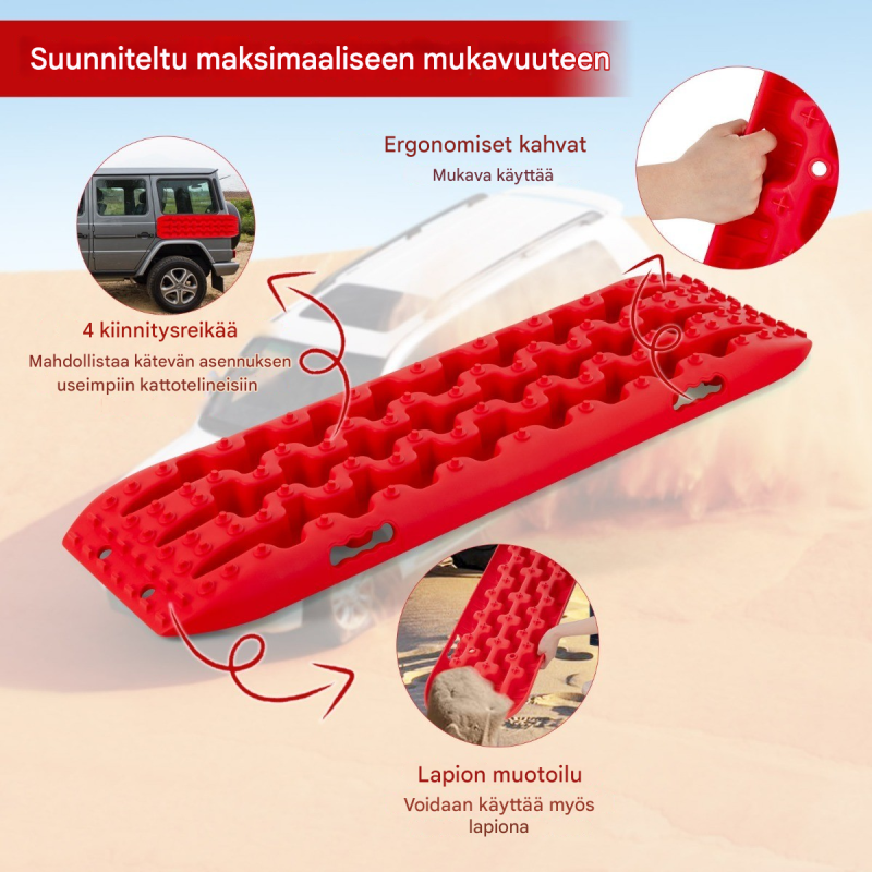 Punaiset offroad-kitkamatot 2 kpl, hiekka, muta, lumi