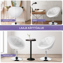 Pyörivä valkoinen tuoli topatulla selkänojalla ja PU-nahalla