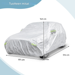 Säänkestävä hopeinen ajoneuvopeite vetoketjuovella ja heijastimilla