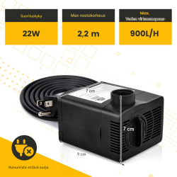 Musta monikäyttöinen uppopumppu akvaarioihin ja suihkulähteisiin