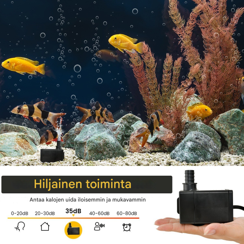 Musta monikäyttöinen uppopumppu akvaarioihin ja suihkulähteisiin