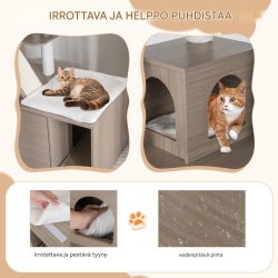 Raapimispuu kissanvessalla, harmaa, monitasoinen ja vakaa