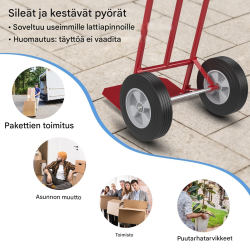 Punainen p-kahvainen nokkakärry korkealla selkänojalla 300 kg