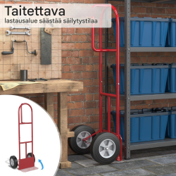 Punainen p-kahvainen nokkakärry korkealla selkänojalla 300 kg