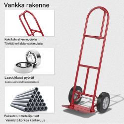 Punainen p-kahvainen nokkakärry korkealla selkänojalla 300 kg