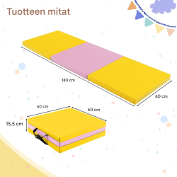 Taitettava vaahtomuovimatto kahvoilla, liukumaton voimistelumatto keltainen