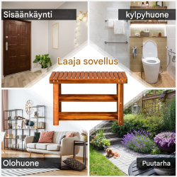 Kenkähylly ja penkki akasiapuusta, ruskea, 70x28x45 cm