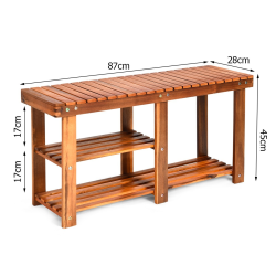 Kenkäpenkki akasiapuusta säilytystilalla ja istuimella ruskea
