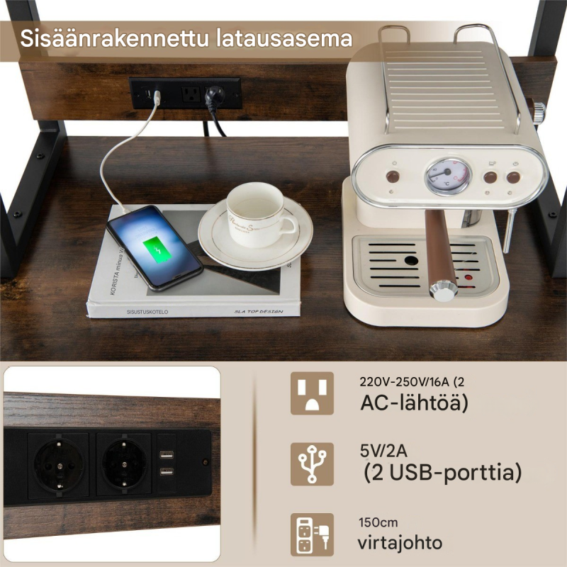 Viinikaappi teollinen viinikaappi 4 tasoa ruosteenruskea