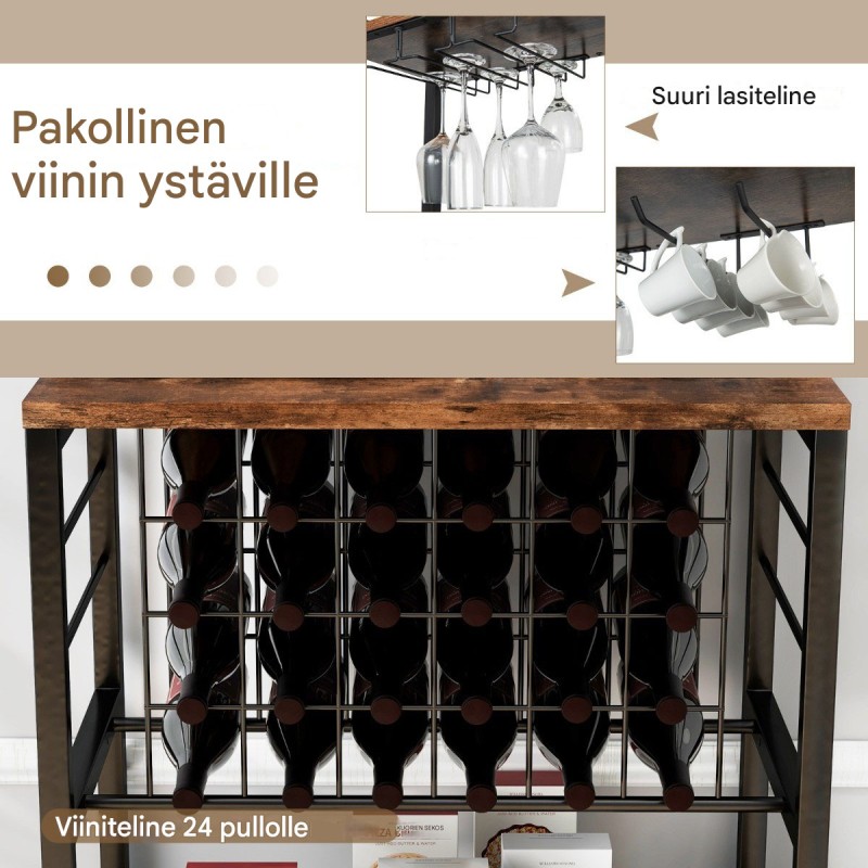 Viinikaappi teollinen viinikaappi 4 tasoa ruosteenruskea