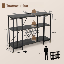 Teollinen harmaa viinikaappi latausasemalla ja säilytystilalla