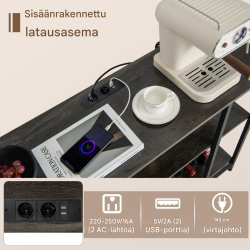 Teollinen harmaa viinikaappi latausasemalla ja säilytystilalla