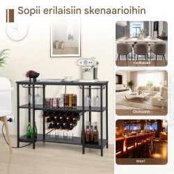 Teollinen viinikaappi lasitelineillä ja latausasemalla, ruskea