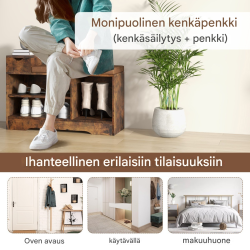 Monikäyttöinen kenkäpenkki säilytystilalla ja istuintyynyllä rustiikkiruskea