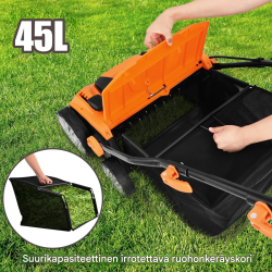 Sähköinen ruohonleikkuri 1800W, 2-in-1, oranssi, 45L pussi