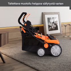 Sähköinen ruohonleikkuri 1800W, 2-in-1, oranssi, 45L pussi