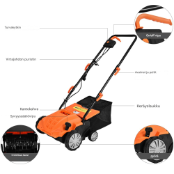 Sähköinen 2-in-1 ruohonleikkuri ja ilmain, oranssi