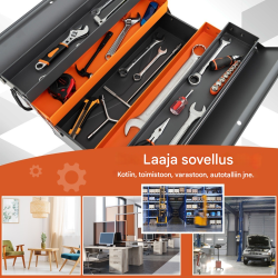 Taitettava harmaa metallinen työkalupakki 5 osalla ja lukolla