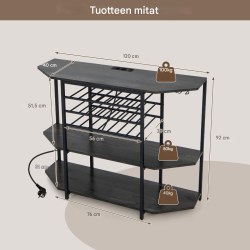 Kolmitasoinen teollinen viinikaappi latausasemalla harmaa