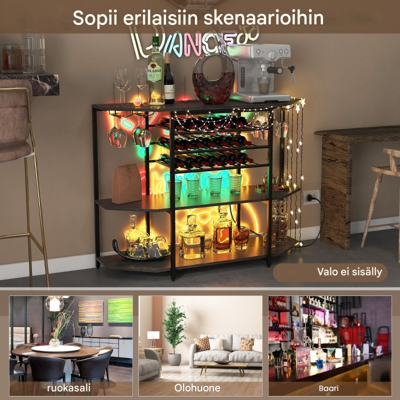 Kolmitasoinen teollinen viinikaappi latausasemalla harmaa