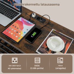 Kolmitasoinen viinikaappi pistorasioilla ja lasitelineillä ruskea