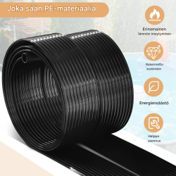 Aurinkokeräin uima-altaan lämmitykseen, musta, säänkestävä PE-materiaali
