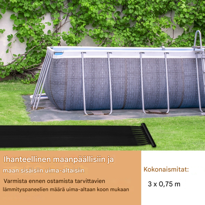 Aurinkokeräin uima-altaan lämmitykseen, musta, säänkestävä PE-materiaali