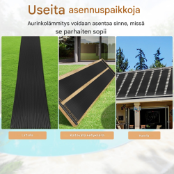 Aurinkokeräin uima-altaan lämmitykseen, musta, säänkestävä PE-materiaali