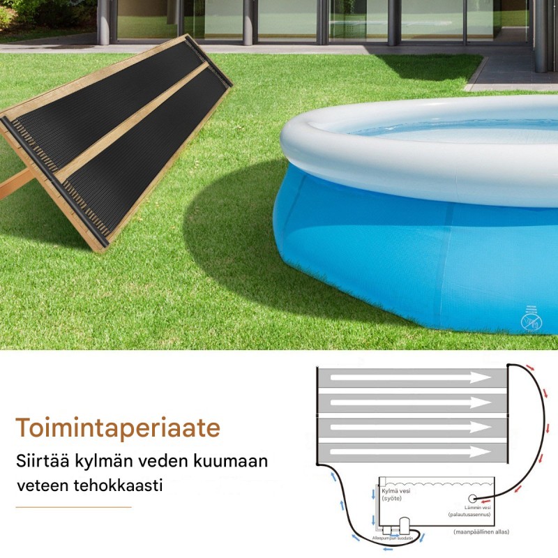 Aurinkokeräin uima-altaan lämmitykseen, musta, säänkestävä PE-materiaali