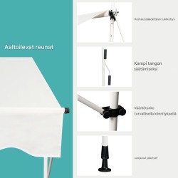 Beige säädettävä parvekemarkiisi ilman porausta UV-suojalla