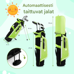 Lasten vihreä golfsetti 8-10-vuotiaille sadesuojalla - oikeakätinen